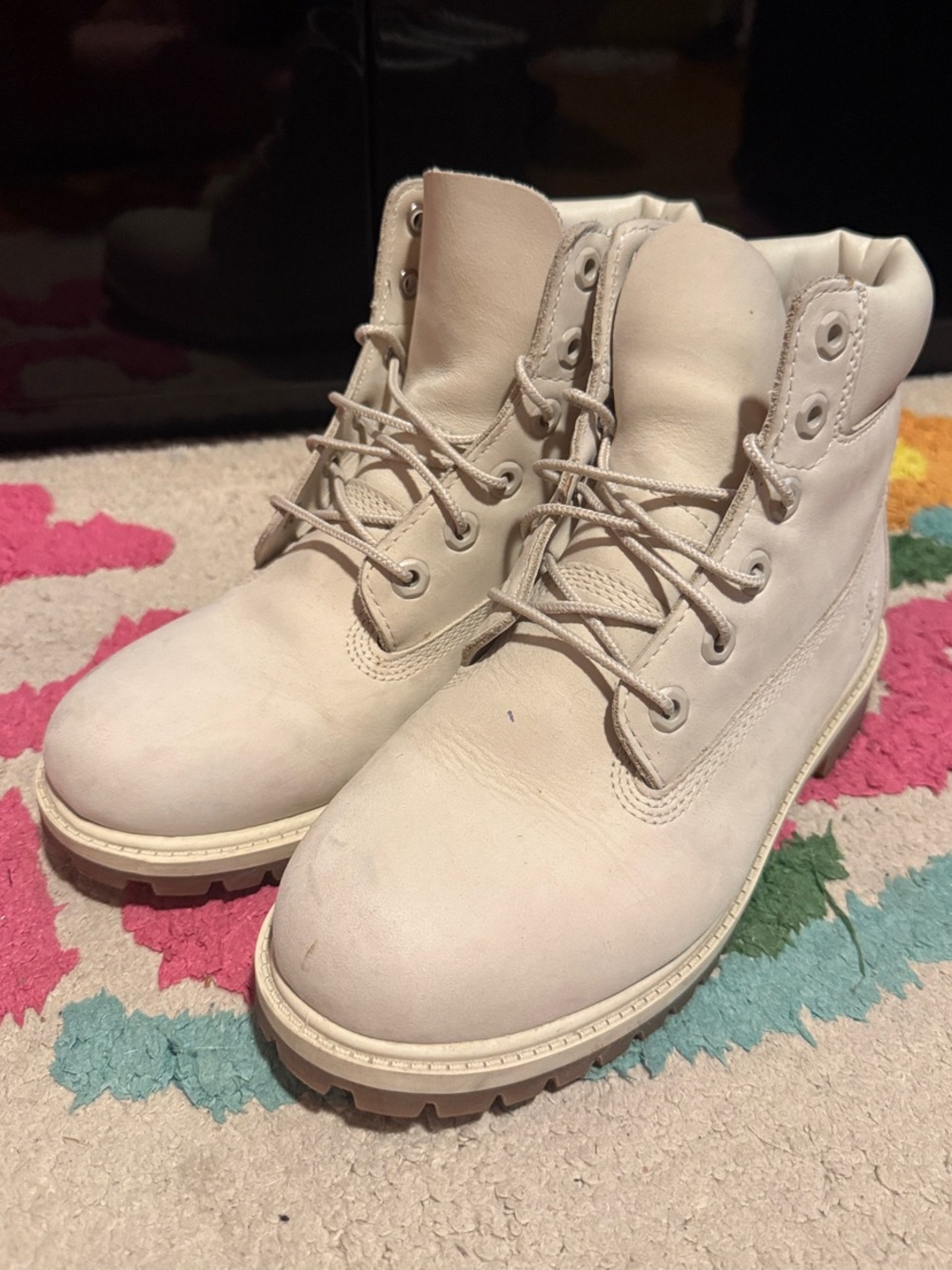 Timberland Cream Lace-Up Waterproof Boots
